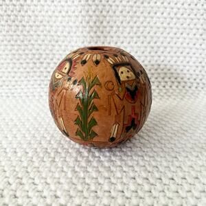 Ken White KW Marked Navajo Native American Round Seed Pot Pottery Bowl 4.5"